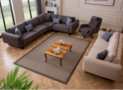 Designer Wohnzimmer Set Wohnlandschaft Ecksofa L-Form 3 Sofa Sessel 3tlg